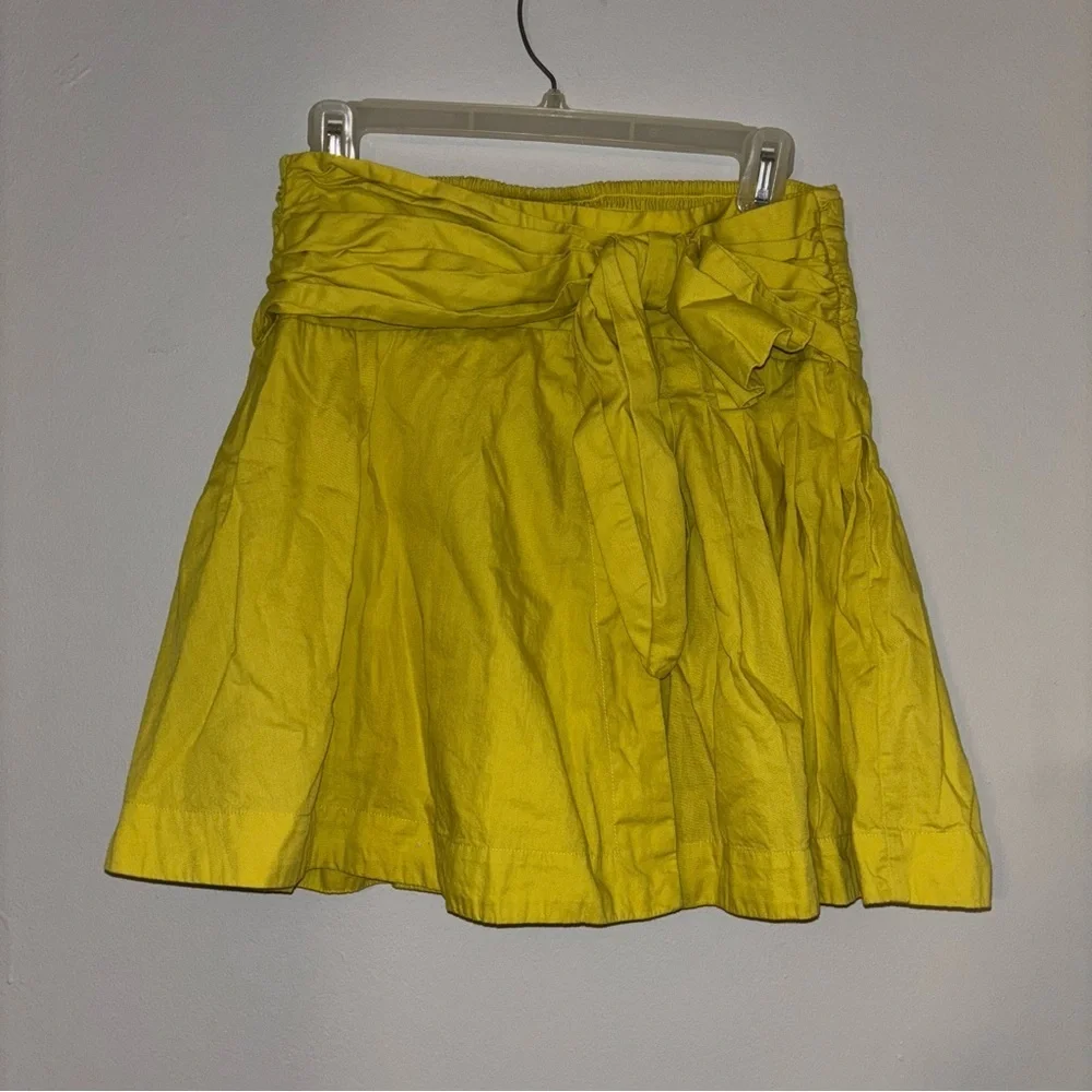 Maeve by Anthropologie Lime Green Cotton Poplin Bow Tie Mini Skirt